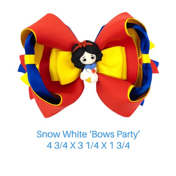 Handmade Disney Princess Snow White 'Bows Party' Hair Bow Clip for girls - Picture 2 of 9